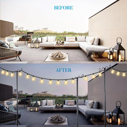 Lightdot Outdoor String Light Poles, 9FT Metal Patio Light Poles Post for Outside with Fork for Outside Hanging Backyard Garden, Deck Lighting Stand for Parties, Wedding, Halloween Decor -3Pack