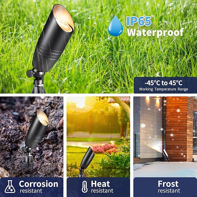 Gardenreet Black Brass Landscape Lighting Kit (12-Pack Spotlights) with 300W Low Voltage Transformer and Mechanical | Lumora