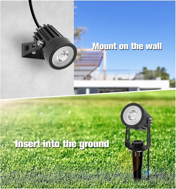 APONUO Metal Solar Spot Lights Outdoor with 9.8ft Cable Solar Powered Landscape Lighting Low Voltage IP65 | Lumora