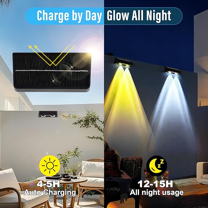 8-Pack Solar Fence Lights Outdoor, Warm White/Cool White/RGB & 8 Colors Changing Fence Solar Powered Lights, IP67 Waterproof Outdoor Solar Lights for Fence,Wall,Garden, Patio, Pathway.