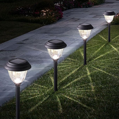 Member Marks 4-Piece LED Solar Path Lights, 20 Lumens, Matte Black Finish, Waterproof Outdoor Landscape Lighting