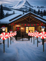 Set of 5 Peppermint Christmas Pathway Lights, Enchanting Outdoor Candy Cane Decorations for Yard, Bright C7 LED | Lumora