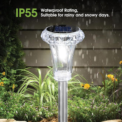 Solar Lights Outdoor Waterproof, Stainless Steel LED Solar Garden Lights for Patio, Lawn, Yard and Landscape, Garden Decor Patio Decor (12 Pack)