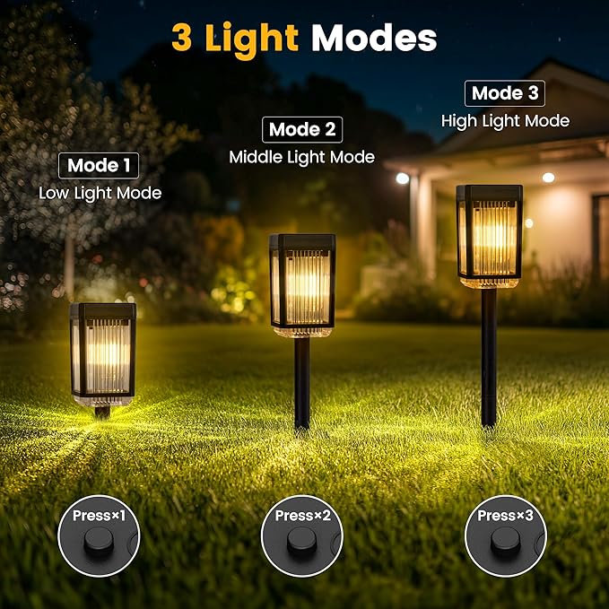 Solar Pathway Lights, 12 Solar Powered Garden Lights Waterproof IP65, Auto On/Off Outdoor Light for Lawn Patio Walkway Driveway Decor Landscape Lighting (Warm White)