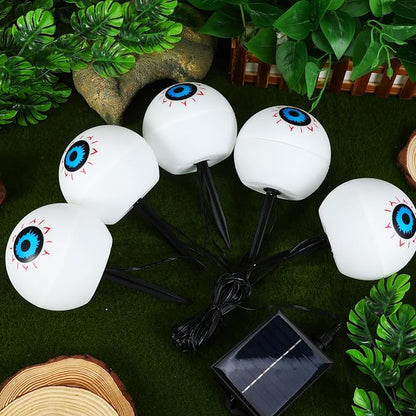 Uonlytech Solar Halloween Eyeball Lights 5-Pack Outdoor Garden Solar Stake Lights for Yard Patio Pathway Decorations Red Green Led