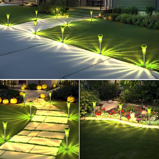 St. Patrick's Day Solar Pathway Lights Outdoor,Green Solar Lights LED Waterproof, St. Patrick's Day Decorations Solar Lights Auto Dusk-to-Dawn for Yard, Path, Garden, Walkway, Landscape 8 Pack