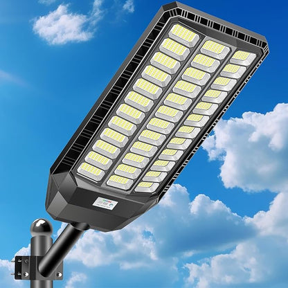 CEDIO 12000W Commercial Grade Solar Street Light, IP67 Waterproof Heavy Duty LED Flood Light with Remote & Motion Sensor, Dusk to Dawn Security Light for Parking Lot, Farm, Property, Yard