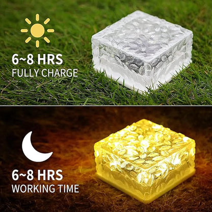 Solar Lights, Brick Lights, Outdoor Waterproof, Recessed, for Garden, Sidewalk, Path, Yard Decoration, Landscape Lighting, 2 Pack (Warm Light（2.95in）)