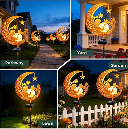 ZNYCYE Solar Lights Outdoor Decorative Moon Angel Solar Stake Lights Pathway Lights, Birthday Gifts for Women mom Grandma,Fairy Garden Decor Waterproof for Walkway, Yard, Lawn, Patio (Warm White)