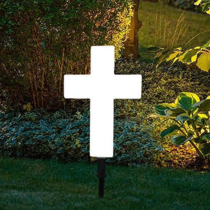 Ragyzity Solar Cross Garden Stake Outdoor Lights, Solar Cross for Cemetery, Solar Powered Cross Lights Stake, LED Jesus Cross Light Decoration Garden Cross Marker for Yards, Gardens, Patio