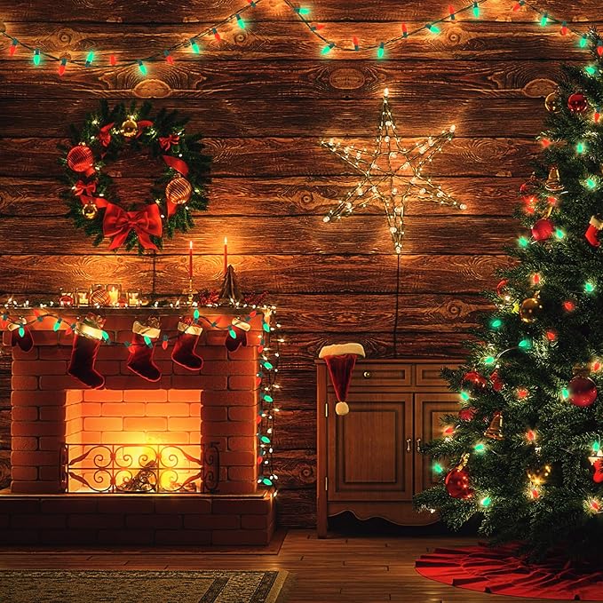 Abeja 25Ft C7 Christmas String Lights Outdoor, Vintage With 27 Red Green Edison Bulbs, Connectable Classic for | Lumora