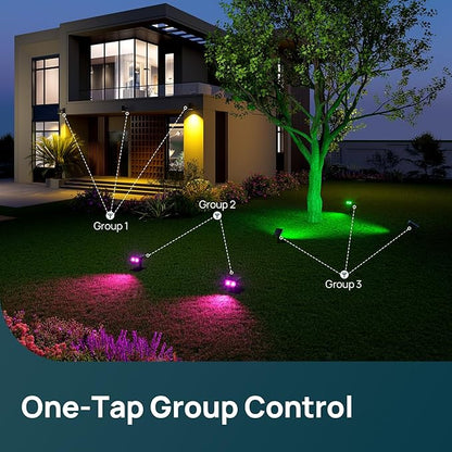Linkind Smart Solar Spot Lights Outdoor SL5C, Solar Lights Outdoor Spotlight Cool/Warm White/Color Changing, APP/Voice Control IP67 Landscape Lighting for Yard, Garden, Pathway(14 Pack)