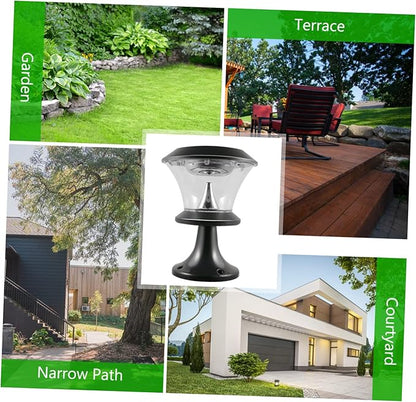 balacoo Solar Garden Light Round LED Lawn Lamp Outdoor Energy Saving Pathway Lighting for Patio Fence Deck