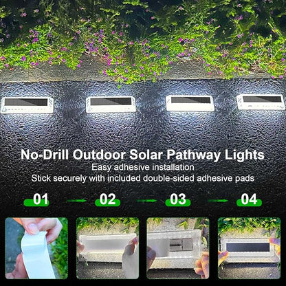 Lacasa Solar Deck Lights, Solar Light Outdoor Waterproof IP68, 8 Pack Solar Powered Pathway Yard Driveway Step Landscape Lights, LED Lighting 50LM for Garden Path Walkway Stair Patio, Cool White 6000K