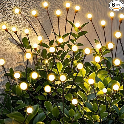 Solar Lights Outdoor Garden – 6 Pack 36 LEDs Solar Firefly Lights, Swaying Lights Waterproof, Solar Decorations for Yard Patio Pathway Lawn Gardening Gifts