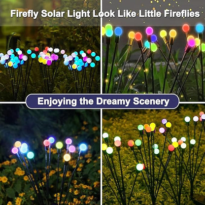 Lemical Solar Lights Outdoor Waterproof 2 Pack Firefly Solar Pathway Light for Yard Patio Garden Decor 10 LED Landscape Light with 8 Modes for Outdoor Decor (Muticolor)