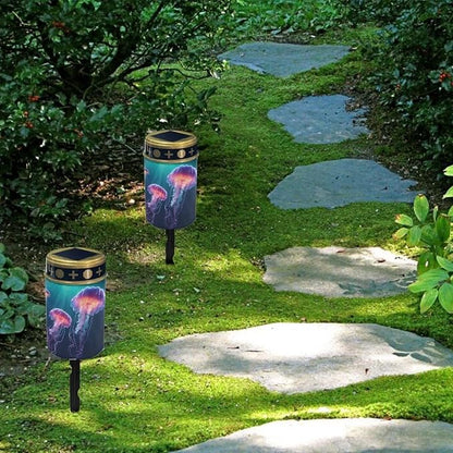 ZOUTAIRONG Solar Light for Cemetery Grave 4 Pack Solar Garden Lights Cemetery Solar Lights for Grave Solar Pathway Lights Outdoor Cemetery Solar Lights for Grave Solar Lights Medusa Jellyfish