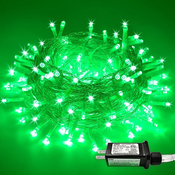 JMEXSUSS Green Christmas String Lights Indoor Outdoor Clear Wire, 200 LED Green Lights for St Patrick's Day Spring | Lumora