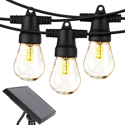 Brightech Bundled: 75Ft, 25 Bulbs Ambience Pro Solar Powered Outdoor String Lights, Commercial Grade Waterproof Patio Lights, 25 Edison Bulbs, Shatterproof LED Solar Christmas String Lights - 1W