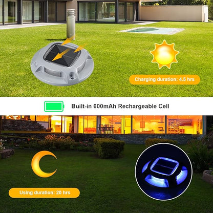 Zerodis Driveway Lights, Sensitive Light Control Outdoor Warning Step Lights High Bright Solar Deck Light Ip68 Water Proof Design Lamp for Sidewalk Stair Garden Pathway