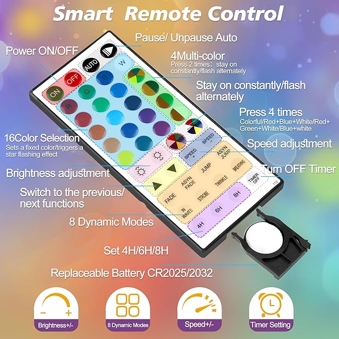OMIKA Battery Operated String Lights, 24 Color Changing 15FT 30 LED Battery Operated Christmas Lights with Remote Timer, USB Powered Fairy Lights for Indoor Bedroom Outdoor Garden Patio Balcony Decor