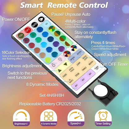 OMIKA Battery Operated String Lights, 24 Color Changing 15FT 30 LED Battery Operated Christmas Lights with Remote Timer, USB Powered Fairy Lights for Indoor Bedroom Outdoor Garden Patio Balcony Decor