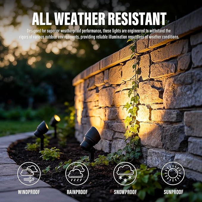 VENUS MANUFACTURING Landscape Lighting Low Voltage Landscape Spotlight Kits 20W Halogen Outdoor 145 Lumen Black | Lumora