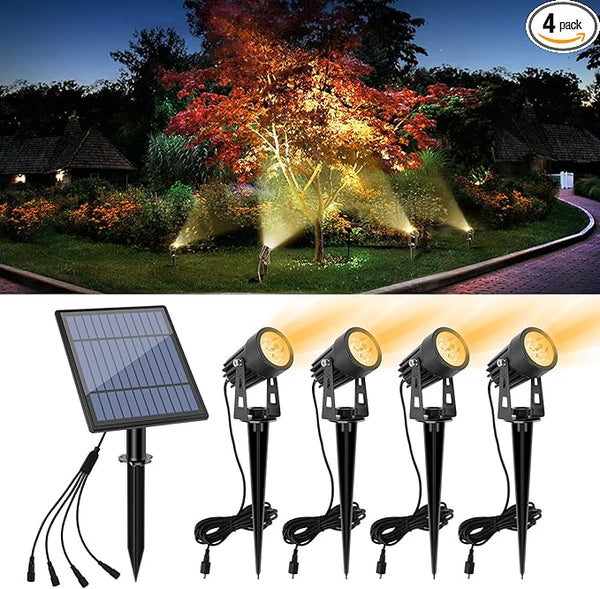 APONUO Metal Solar Spot Lights Outdoor with 9.8ft Cable Solar Powered Landscape Lighting Low Voltage IP65 | Lumora