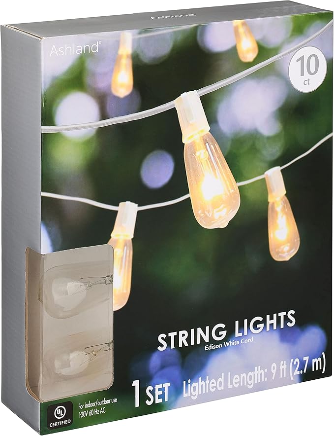 Ashland 10ct. Edison String Lights with White Cord