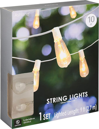 Ashland 10ct. Edison String Lights with White Cord