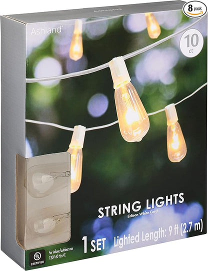 Ashland 10ct. Edison String Lights with White Cord, 8 Pack