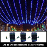 LAMPHOME Blue Christmas Lights Decoration 300Lights 63.8ft(2pk of 150L) UL Certified Mini Bulb String Lights Set | Lumora