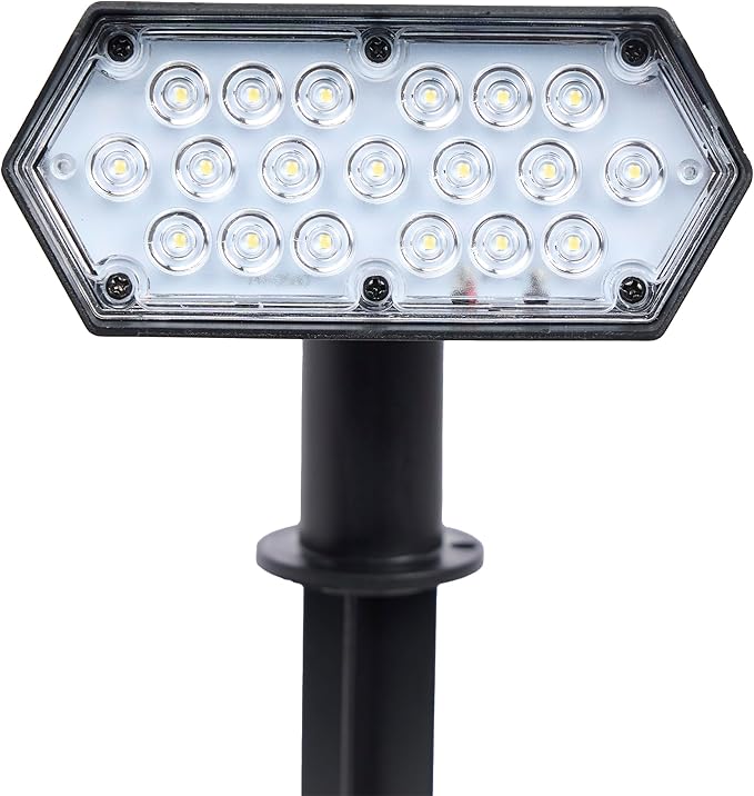 Alpine Corporation 11" Tall Outdoor Solar Pathway Spotlight Stake with Bright White LED Light, Black