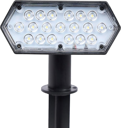Alpine Corporation 11" Tall Outdoor Solar Pathway Spotlight Stake with Bright White LED Light, Black
