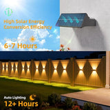 NIORSUN Solar Fence Lights Outdoor, 12 Pack Up and Down Waterproof Solar Wall Lights, Warm & Cool White + RGB | Lumora