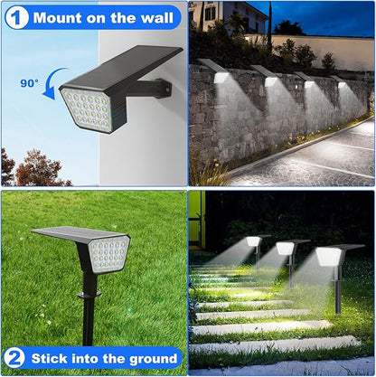 Solar Spot Lights Outdoor, IP65 Waterproof 44 LED Landscape Spotlights, Solar Powered Spotlight with Auto On/Off and 3 Lighting Modes for Outside Garden Decor, 4 Pack (Cool White)