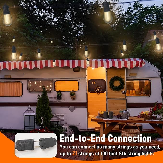 S14 Patio String Lights, 100FT Outdoor Patio String Light with 35 Clear LED Bulbs (2 Spare), UL Certified | Lumora