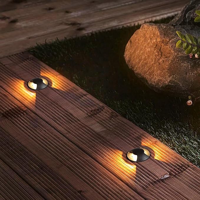 Well Lights Low Voltage Landscape Lighting Outdoor In Ground Lights LED2W Double Sides Lighting AC/DC 12V-24V Warm White Waterproof IP67 Aluminium,4PACKS