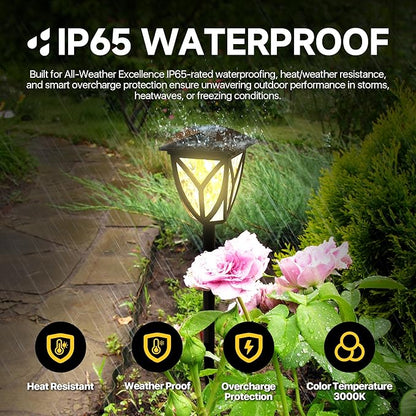 Ensenior 12-Pack Solar Lights Outdoor, 16.77" 3000K LED Solar Garden Lights for Pathway, Yard, Patio, Walkway, Planter, Waterproof, Energy-Efficient Landscape Lighting