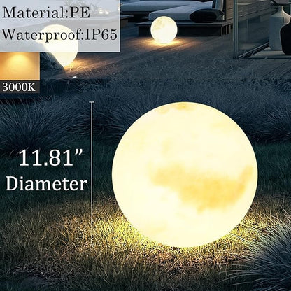 Solar Powered Moon Shape Outdoor Light,IP65 Waterproof Globe Landscape Light,Modern Minimalist Outdoor Lighting for Garden Porch and Path