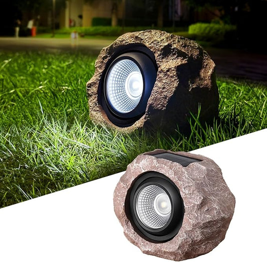 Timeflies Solar Rock Lights Outdoor, 1 Pack Super Bright Solar Spot Lights Outdoor IP65 Waterproof Yard Lights, Auto On/Off Garden Lights for Paths, Sidewalks, Yards, Landscapes, Patios