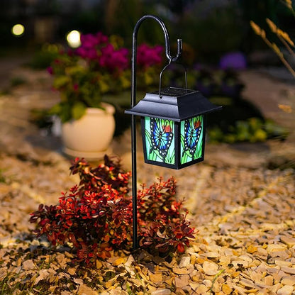 Glitzhome 30" H Solar Pathway Garden Lights-Solar Outdoor Decorative Lights with Colored Butterfly Design, LED Landscape Lighting for Yard Lawn Sidewalk Driveway Garden