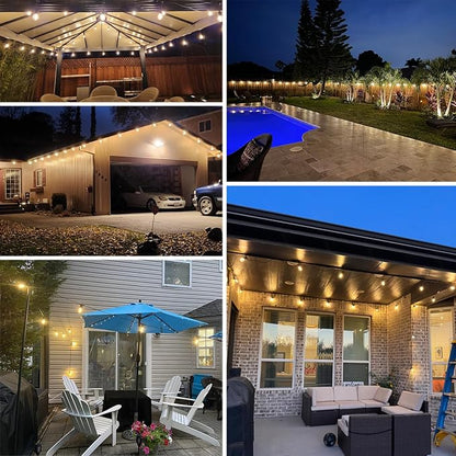 LED Outdoor String Lights, Shatterproof Waterproof 27Ft (Maximum 918Ft) Hanging Warm 2700K S14 Edison Bulbs Lighting for Patio Yard Porch Bistro Garden (27FT)