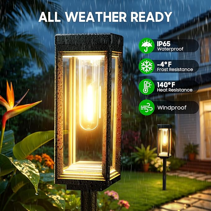 WdtPro 8 Pack Bright Solar Pathway Lights Outdoor, Solar Powered Garden Lights Waterproof, Auto On/Off Outdoor Lighting for Lawn Patio Walkway Driveway Path Yard Decor