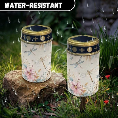 Dragonfly Flower Solar Yard Light Solar Powered Light Outdoor Landscape Path Lights Decorative Solar Light for Lawn Path Walkway Waterproof Solar Garden Light