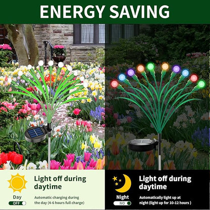 Aogist Solar Garden Lights Outdoor Waterproof,2 Packs 20 LED,Sway by Wind, Yard Patio Pathway Decoration, High Flexibility Iron Wire & Heavy Bulb Base,Multicolor