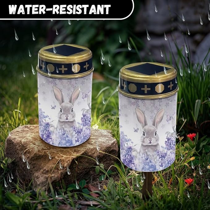 Rabbit Floral Solar Cemetery Grave Decorations, Waterproof Memorial Cemetery Decorations - Outdoor Path Light | Lumora