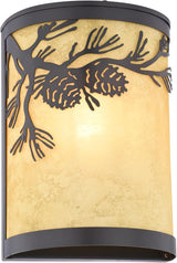 VAXCEL Douglas 1-Light 8 in. Wide Warm Bronze Indoor-Outdoor Rustic Flush Mount Wall Sconce with Pinecone Cutout | Lumora