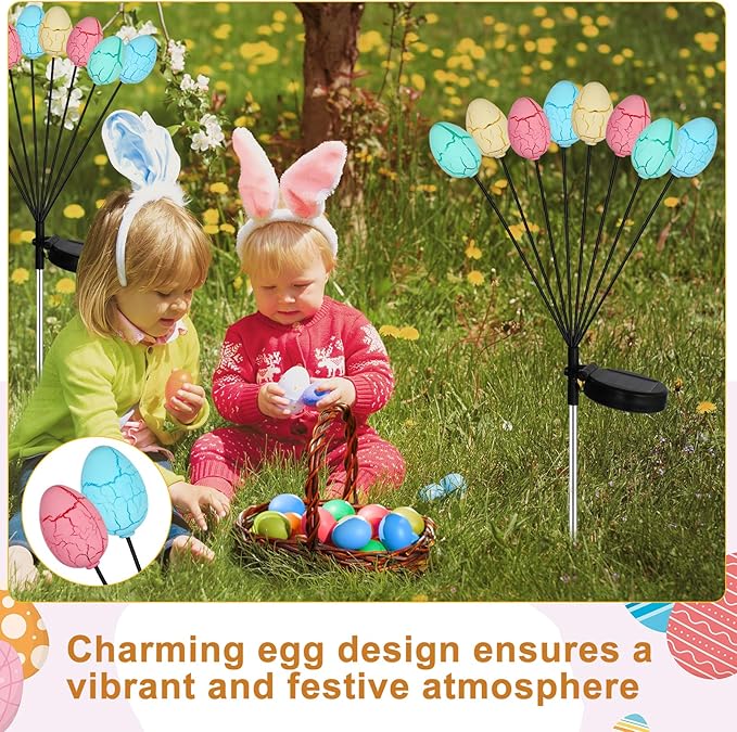 4 Pack Solar Easter Egg Lights, Colorful Garden Swaying Firefly Light Outdoor Easter Lights Waterproof Solar Stake | Lumora