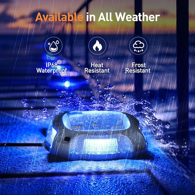 AGPTEK Metal Multi-Colors In 1 Solar Driveway Lights Outdoor 10 Pack, Aluminum RGB Deck Dock Marine LED Solar Powered Waterproof Decorative Marker Security Light for Garden, Yard, Step, Sidewalk, Path
